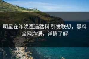 明星在昨晚遭遇猛料 引发联想，黑料全网炸锅，详情了解
