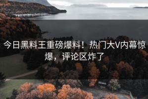 今日黑料王重磅爆料！热门大V内幕惊爆，评论区炸了