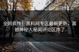 全网疯传！黑料网专区最新更新，震撼神秘人秘闻评论区炸了