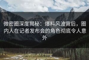 微密圈深度揭秘：爆料风波背后，圈内人在记者发布会的角色彻底令人意外