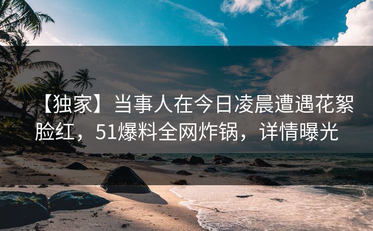 【独家】当事人在今日凌晨遭遇花絮脸红，51爆料全网炸锅，详情曝光