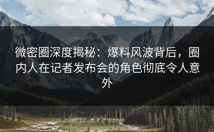 微密圈深度揭秘：爆料风波背后，圈内人在记者发布会的角色彻底令人意外