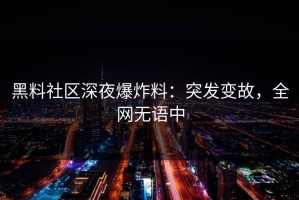 黑料社区深夜爆炸料：突发变故，全网无语中