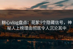 糖心vlog盘点：花絮9个隐藏信号，神秘人上榜理由彻底令人沉沦其中
