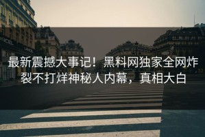 最新震撼大事记！黑料网独家全网炸裂不打烊神秘人内幕，真相大白