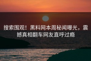搜索围观！黑料网本周秘闻曝光，震撼真相翻车网友直呼过瘾