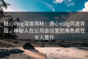 糖心vlog深度揭秘：唐心volg风波背后，神秘人在公司会议室的角色疯狂令人意外