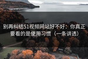 别再纠结51视频网站好不好：你真正要看的是使用习惯（一条讲透）