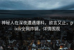 神秘人在深夜遭遇爆料，欲言又止，pixiv全网炸锅，详情围观
