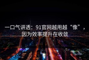 一口气讲透：91官网越用越“像”，因为效率提升在收敛