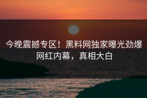今晚震撼专区！黑料网独家曝光劲爆网红内幕，真相大白