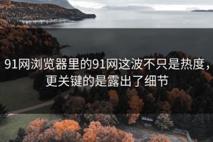 91网浏览器里的91网这波不只是热度，更关键的是露出了细节
