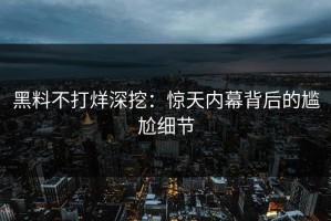 黑料不打烊深挖：惊天内幕背后的尴尬细节