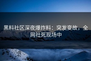黑料社区深夜爆炸料：突发变故，全网社死现场中