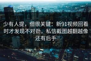 少有人提，但很关键：新91视频回看时才发现不对劲，私信截图越翻越像还有后手