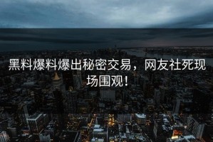黑料爆料爆出秘密交易，网友社死现场围观！