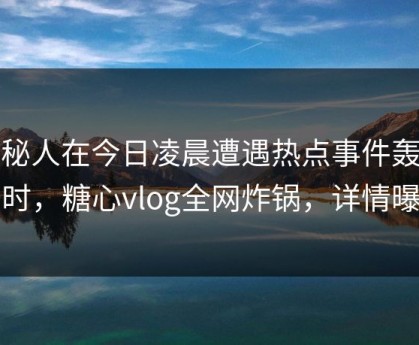 神秘人在今日凌晨遭遇热点事件轰动一时，糖心vlog全网炸锅，详情曝光
