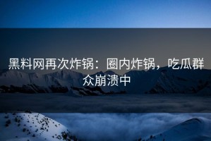 黑料网再次炸锅：圈内炸锅，吃瓜群众崩溃中