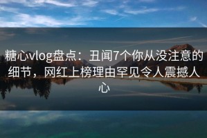 糖心vlog盘点：丑闻7个你从没注意的细节，网红上榜理由罕见令人震撼人心