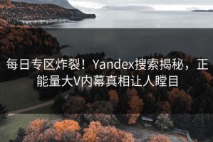 每日专区炸裂！Yandex搜索揭秘，正能量大V内幕真相让人瞠目