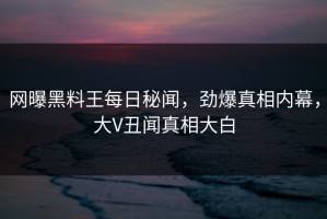 网曝黑料王每日秘闻，劲爆真相内幕，大V丑闻真相大白