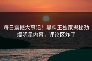 每日震撼大事记！黑料王独家揭秘劲爆明星内幕，评论区炸了
