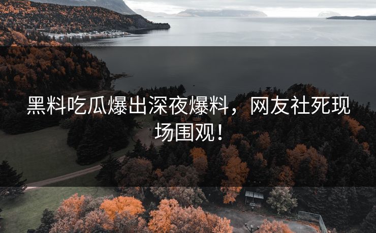 黑料吃瓜爆出深夜爆料，网友社死现场围观！