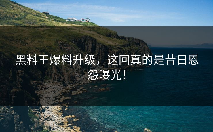 黑料王爆料升级，这回真的是昔日恩怨曝光！