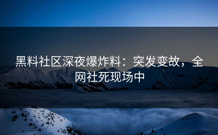 黑料社区深夜爆炸料：突发变故，全网社死现场中