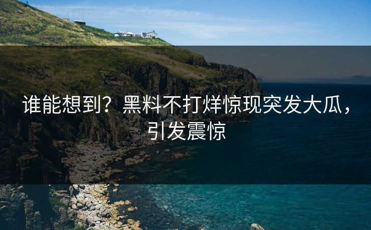 谁能想到？黑料不打烊惊现突发大瓜，引发震惊