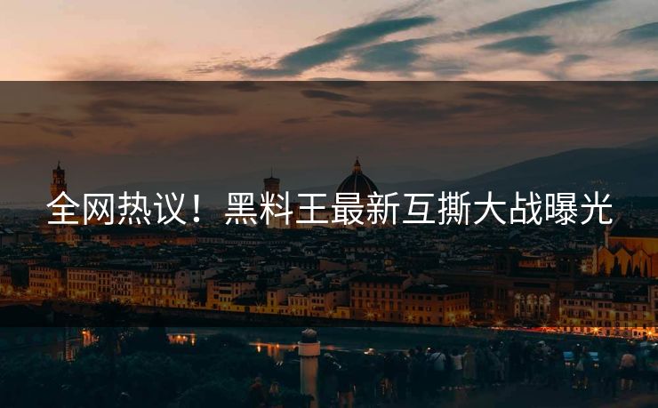 全网热议！黑料王最新互撕大战曝光