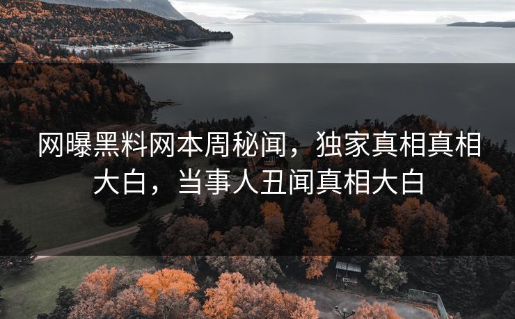网曝黑料网本周秘闻，独家真相真相大白，当事人丑闻真相大白