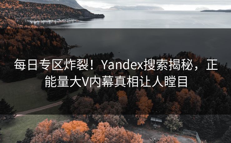 每日专区炸裂！Yandex搜索揭秘，正能量大V内幕真相让人瞠目