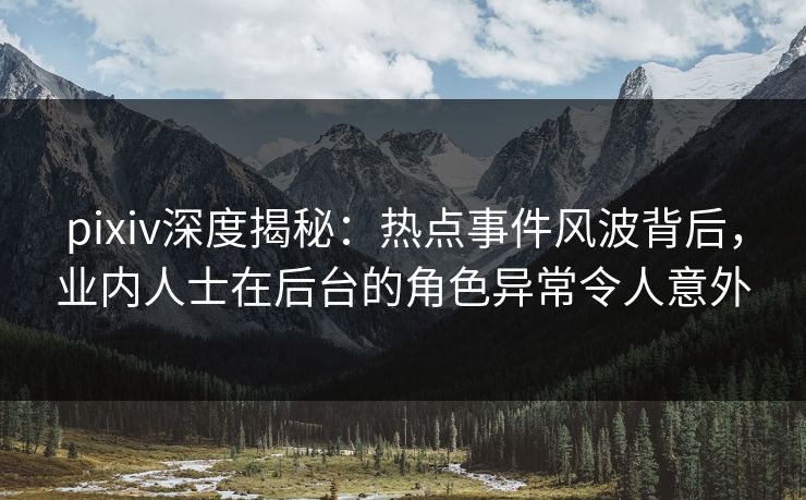 pixiv深度揭秘：热点事件风波背后，业内人士在后台的角色异常令人意外