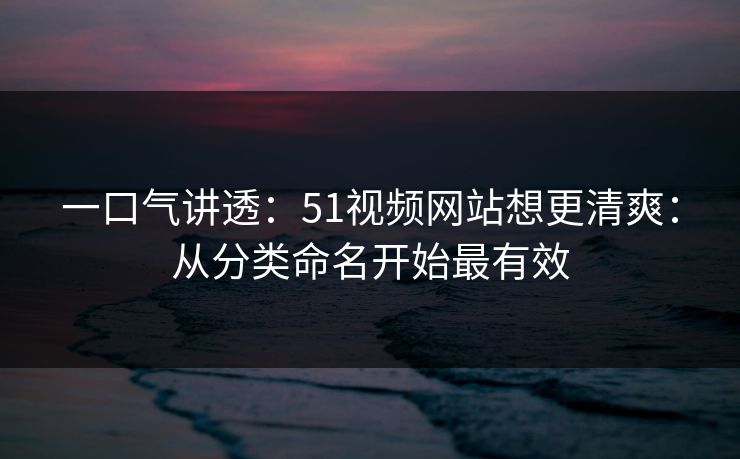一口气讲透:51视频网站想更清爽:从分类命名开始最有效 一口气讲透:51视频网站想更清爽:从分类命名开始最有效